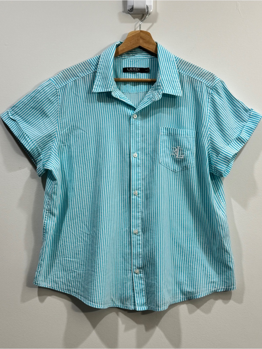 Lauren Ralph Lauren Striped Pajama Set – Top & Shorts, Size L